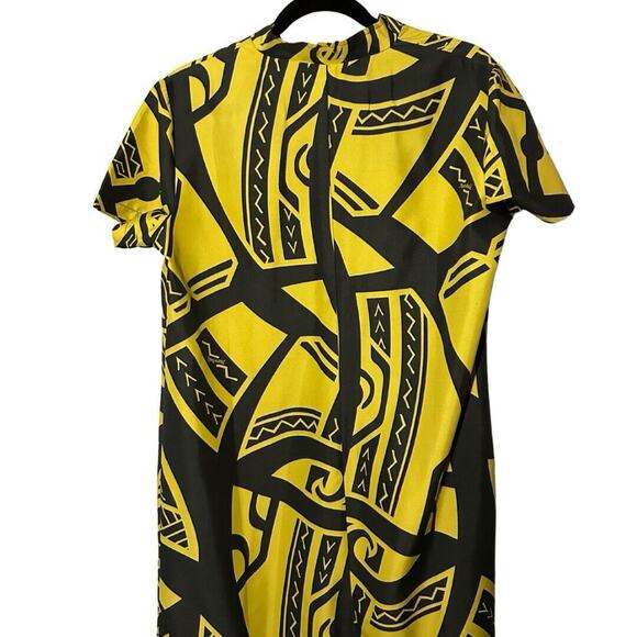 Manuhealii Hawaiian Print Aloha Wear Tribal Print Short Sleeve Dress Size M - Picture 8 of 9